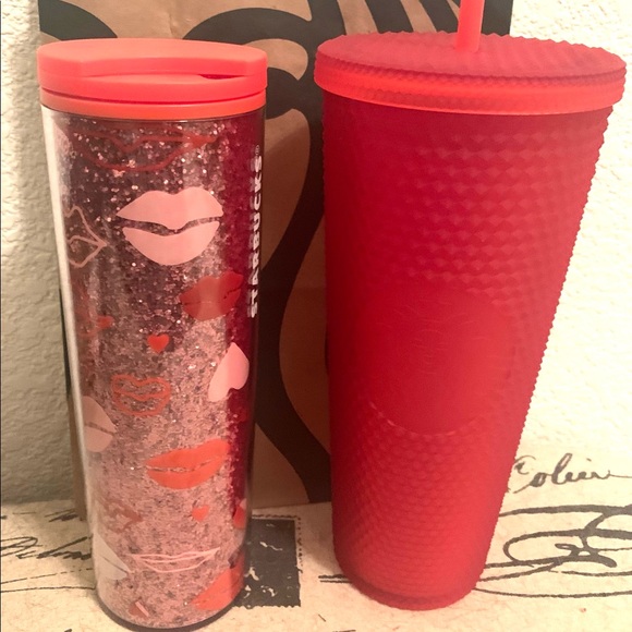 Starbucks Red Studded Tumbler & Glitter Tumbler.